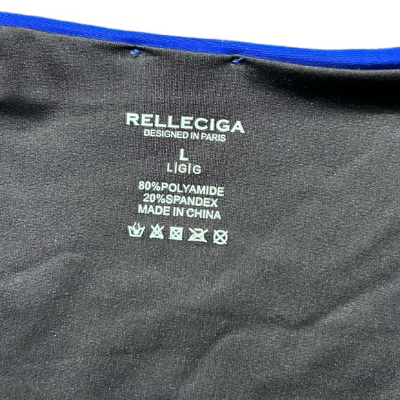 RELLECIGA women’s blue high rise cheeky thong bikini swim bottoms size L NWT - Picture 7 of 7